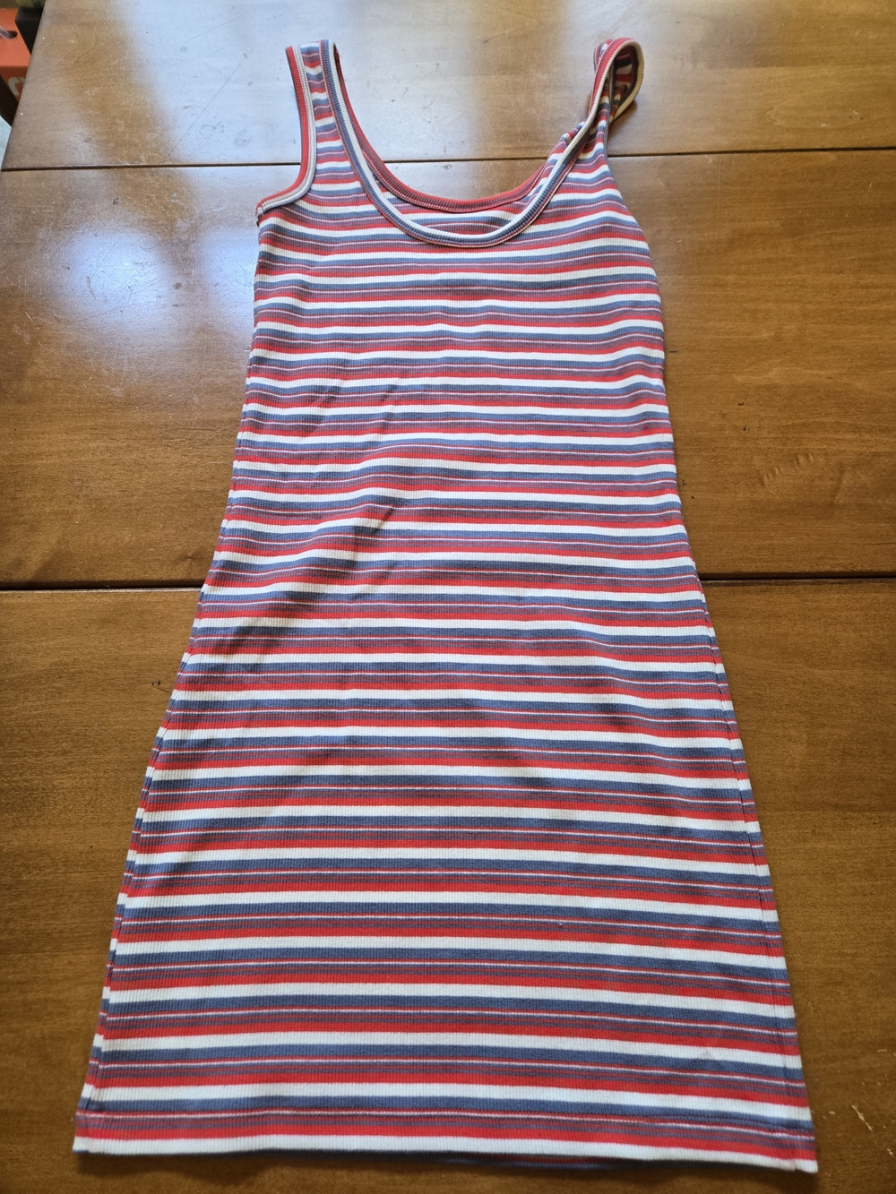 SO Striped Ribbed Tank Dress in Red, Gray & Cream - Picture 3 of 6
